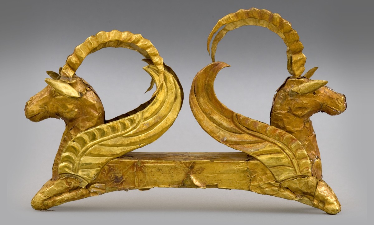 Winged Horses (detail), unidentified maker, 5th-4th Century BCE, Issyck, Kazakhstan, Gold. Collection, Museum of Gold and Precious Metals.  L46-GMZ KP 889