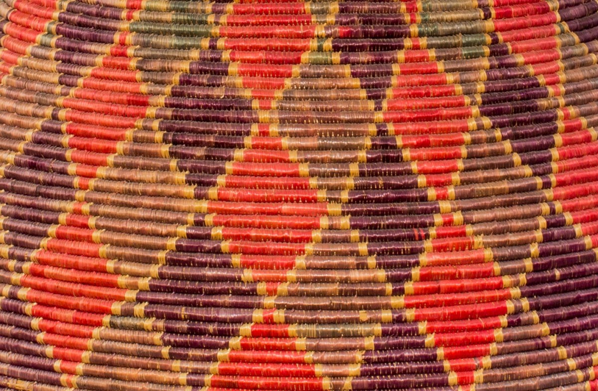 Lidded Injera Basket (detail), mid-20th century, Ethiopia, coiled raffia palm. 1978-13-018